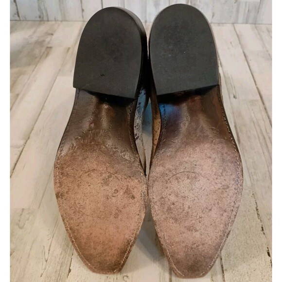 Lucchese Size 7 B Suede Gold Stone Python Print Boots Western Cowboy Snip Toe - Picture 9 of 16